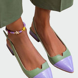 Eva Elegantní Baleríny Špičaté Slingback Dvoubarevné