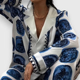 Anna Elegantní Conjunto Nagieli Estampado Abstracto Azul