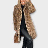 Veronika Elegantní Leopardí Zateplený Luxusní Kabát
