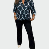 Lucie Elegantní Blusa Geometrický Vzorový VolnýStřih