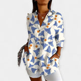 Anna Elegantní Blůza Květinový Vzor Univerzálnělehká