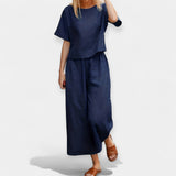 Anna Elegantní Conjunto Pantalón Y BlusaMangaCortaAireado