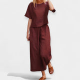 Anna Elegantní Conjunto Pantalón Y BlusaMangaCortaAireado