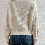 Harlow | Cable Knit Sweater with Zipper Collar