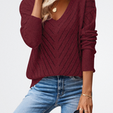 Novara - V-nyakú struktúrpulóver