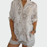 Karolína Sofistikovaná Blusa Floral Pohodlná Silueta