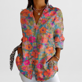 Věnceslava Elegantní Blusa Retro Floral HedvábnáLuxus