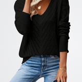 Novara - V-nyakú struktúrpulóver