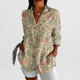 Věnceslava Elegantní Blusa Retro Floral HedvábnáLuxus