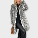 Veronika Elegantní Leopardí Zateplený Luxusní Kabát