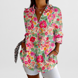Věnceslava Elegantní Blusa Retro Floral HedvábnáLuxus