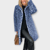 Veronika Elegantní Leopardí Zateplený Luxusní Kabát
