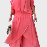 Věnceslava Elegantní TopKalhotyZeVzdušnéhoŠifónuLehké