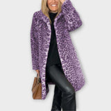 Veronika Elegantní Leopardí Zateplený Luxusní Kabát