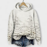 Gabriela Sofistikovaná Vintage Hoodie Květinová Výšivka