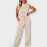 Marie Elegantní Souprava BlůzaBezRukávů KalhotyŠňůrkou
