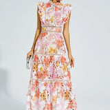 Paula Hollow Sleeveless Midi Dress