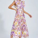 Paula Hollow Sleeveless Midi Dress