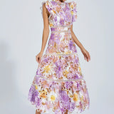 Paula Hollow Sleeveless Midi Dress