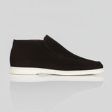 Pánské semišové loafers boty – Slip-On Chukka styl, plochý podpatek – Černé