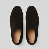 Pánské semišové loafers boty – Slip-On Chukka styl, plochý podpatek – Černé