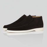 Pánské semišové loafers boty – Slip-On Chukka styl, plochý podpatek – Černé