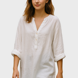 Eva Elegantní Minimalistická Bílá Halenka SrolovanýmiRukávy