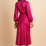 Satin High Waist Midi Dress