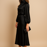 Satin High Waist Midi Dress