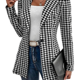 Petra Sofistikovaný Károvaný Blazer Pro Kanceláře