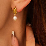 Elegáns 18 karátos aranyozott gyöngy fülbevalók – Ginter