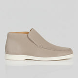 Pánské semišové loafers boty – Slip-On Chukka styl, plochý podpatek – Greige