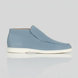 Pánské semišové loafery – Slip-On Chukka styl, plochý podpatek – Světle modré