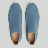 Pánské semišové loafery – Slip-On Chukka styl, plochý podpatek – Světle modré