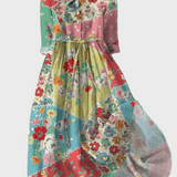 Kristýna Sofistikované Šaty Patchwork Květinové Dlouhé