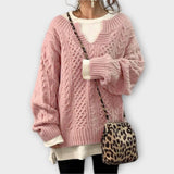 Kristýna Elegantní Oversize Svetr Copánkový Pohodlný
