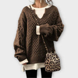 Kristýna Elegantní Oversize Svetr Copánkový Pohodlný