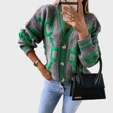 Karolína Elegantní Pletená Geometrická Vesta Unisex