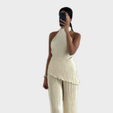 Kristýna Elegantní Plisovaný Kompletní Krémový Setu