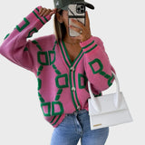 Karolína Elegantní Pletená Geometrická Vesta Unisex