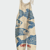 Eva Sofistikovaná Retro Květinový PlážovýOveral Rybí