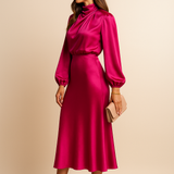 Satin High Waist Midi Dress