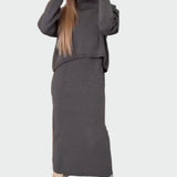 Eva Elegantní Conjunto Vestido Suéter Růžovásaténová