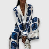 Anna Elegantní Conjunto Nagieli Estampado Abstracto Azul