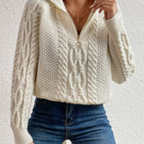 Harlow | Cable Knit Sweater with Zipper Collar