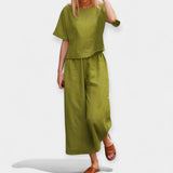 Anna Elegantní Conjunto Pantalón Y BlusaMangaCortaAireado