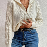 Harlow | Cable Knit Sweater with Zipper Collar