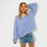Kristýna Moderní Oversize Pruhovaný Svetr Elegantní
