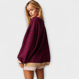 Kristýna Moderní Oversize Pruhovaný Svetr Elegantní