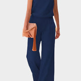 Eva Elegantní Hedvábný Jemněrůžový Overal Bezrukávý